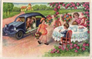 6 db RÉGI motívumos képeslap; gyerek, üdvözlőlap / 6 pre-1945 motive postcards; children, greetings