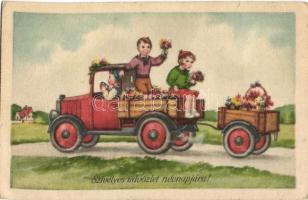 6 db RÉGI motívumos képeslap; gyerek, üdvözlőlap / 6 pre-1945 motive postcards; children, greetings