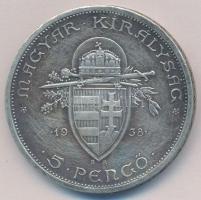 1938. 5P Ag "Szent István" T:2 patina
Adamo P8.1