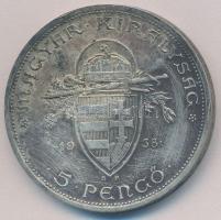 1938. 5P Ag "Szent István" T:2 patina
Adamo P8.1