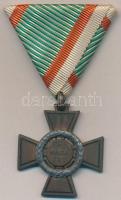 1942. Tűzkereszt II. fokozata oxidált hadifém kitüntetés modern mellszalaggal T:2 Hungary 1942. Fire Cross, 2nd Class war metal decoration with modern ribbon C:XF NMK 447.