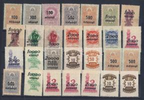 Adópengős illetékbélyegek, 28db (18klf), bankjegy helyett is forgalomban voltak!