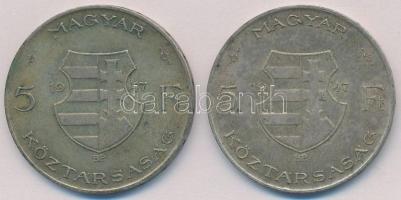 1947. 5Ft Ag "Kossuth" (2x) T:2-,3 patina