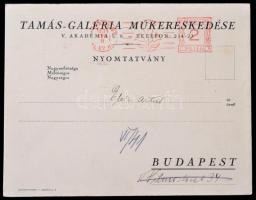 1931 Tamás-Galéria Műkereskedésének (1927-1944) állandó művásárának meghívója, Elek Artúr (1876-1944...