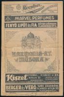 1923 Harmonia Rt. műsora. Bp., May Rt.-ny., IV+12 p. Rengeteg korabeli reklámmal, a címlap alsó széle kissé sérült, kissé hiányos.