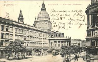 Budapest VI. Váci körút (ma Bajcsy-Zsilinszky út), bazilika, Schimmelpfeng W. tudakozóda, villamos