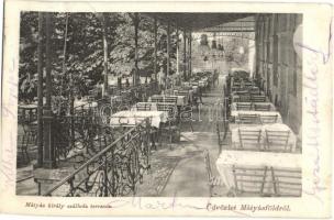 1905 Budapest XVI. Mátyásföld, Mátyás király szálloda terasza. Kiadja Kraicsovits Rezső (Rb)