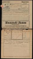 1859-1932 3 db reklámos távirat és kézbesítési ív (Hunyadi János keserűvíz, Nektár Gyógytápsör)