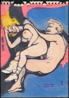 Jelzés nélkül: Erotikus grafikák, 3 db. Vegyes technika, papír, 19,5×14,5 és 17×24 cm