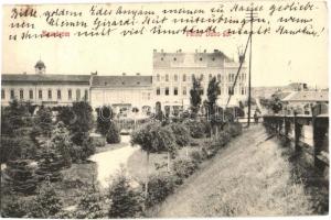1908 Komárom, Komárnó; Felső Duna sor, Központi kávéház, Kohn Jakab üzlete / cafe, shop (EK)