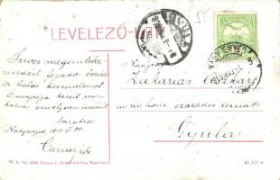 1910 Nagyenyed, Aiud; Fő tér, templom, Cirner J. József, Berkovits Béla, Ifj. Mélász János és társa ...