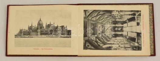 cca 1900 Budapest, leporelló album számos látképpel, Divald Károly, Budapest, kissé kopott, díszes v...