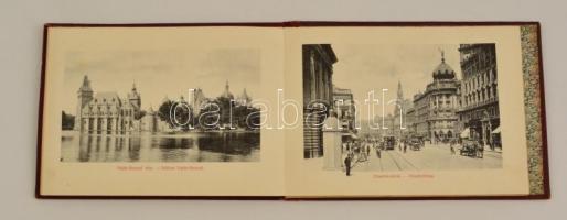 cca 1900 Budapest, leporelló album számos látképpel, Divald Károly, Budapest, kissé kopott, díszes v...