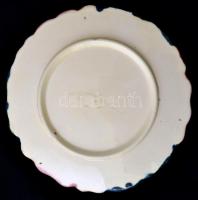 Körmöcbányai szecessziós tányér, mázas, jelzett, apró máz hibákkal, hajszálrepedéssel, d: 17 cm