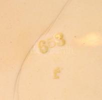 Körmöcbányai szecessziós tányér, mázas, jelzett, apró máz hibákkal, hajszálrepedéssel, d: 17 cm