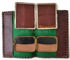 7 db bőr irattárca, pénztárca, névjegytartó, egyéb. Jó állapotban, közte jelzett is