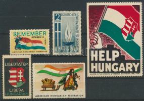 1956 forradalommal kapcsolatos amerikai és osztrák levélzárók / posters stamps about the Hungarian revolution