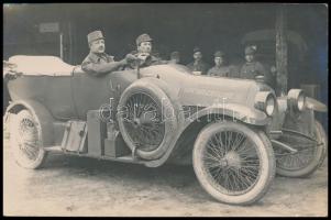 1916 Fresz György sofőr gépkocsis század feliratozott kocsijában / WW, I, driver of an automobile unit K.u.K. leichte Kraftwagenkolonne Nr 66. 9x14 cm