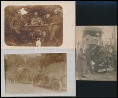 1914-18 3 db első világháborús fénykép egy gépkocsis század katonáiról / WW, I, soldiers of an automobile unit Kraftwagenkolonne Nr 66. 3 photos. 9x14 cm
