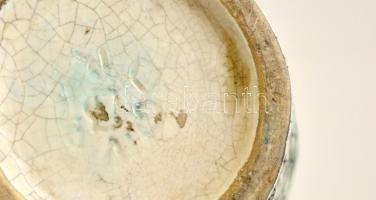 Iparművészeti Vállalatos Gorka váza, repesztett mázas kerámia, jelzett, javított, m:28 cm