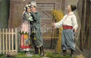 10 db RÉGI motívumos képeslap: folklór / 10 pre-1945 motive postcards: Slavic folklore