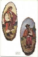 10 db RÉGI motívumos képeslap: folklór / 10 pre-1945 motive postcards: Slavic folklore