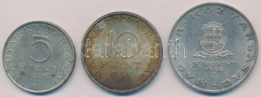 1948. 5Ft Ag "Petőfi" + 10Ft Ag "Széchenyi" + 20Ft Ag "Táncsics" - &qu...