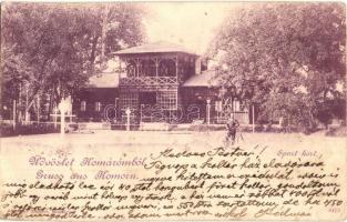 1900 Komárom, Komárno; Sport kert, kerékpáros férfi. Kiadja Spitzer Sándor / sport garden, man with bicycle (EB)