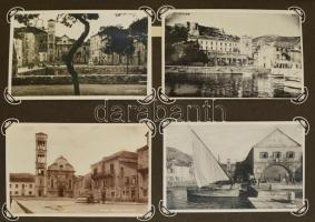 129 db RÉGI külföldi városképes lap, főként Olaszország, Görögország, nagyméretű régi képeslap album...