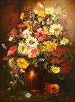 Orsovai Valéria (1943 -): Mezei virágok. Olaj, falemez, jelzett, keretben, 40×30 cm