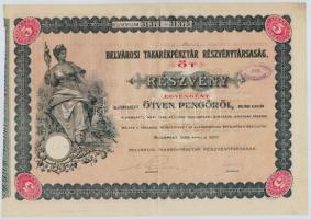 Budapest 1926. "Belvárosi Takarékpénztár Részvénytársaság" öt részvénye egyben 250P-ről (2...