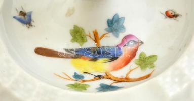 1940 Herendi gyertyatartó madarakkal, pillangókkal. Kézzel festett, jelzett, hibátlan. Kiemelhető fe...