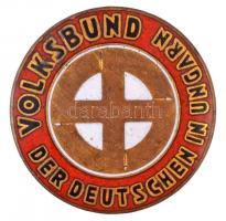 1938-1945. "Volksbund der Deutschen in Ungarn (Magyarországi Németek Népi Szövetsége)" zománcozott gomblyuk jelvélny (24,5mm) T:2 / Hungary 1938-1945. "Volksbund der Deutschen in Ungarn (Association of Hungarian Germans)" enamelled buttonhole badge (24,5mm) C:XF