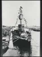 cca 1918 A Dunai Flottila b őrnaszádja, az 1980-as években eredeti negatívról előhívott másolat, hátoldalon feliratozva, 18×13 cm