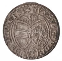 Ausztria 1638. 3kr Ag "Ferdinánd Károly" Hall (1,47g)T:2 patina / Austria 1638. 3 Kreuzer ...