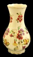 Zsolnay virágmintás porcelán váza. Kézzel festett, jelzett, hibátlan 18 cm