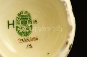 Zsolnay virágmintás porcelán váza. Kézzel festett, jelzett, hibátlan 18 cm
