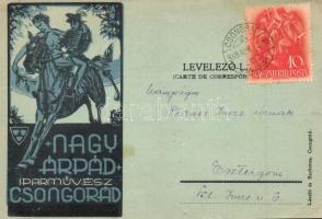 Nagy Árpád csongrádi iparművész reklámlapja. Vörösmarty utca 10. / Hungarian artist (applied arts) advertisement card (szakadás / tear)