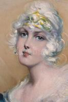 Innocent Ferenc (1859-1934): Múzsa. Olaj, karton (restaurált), jelzett, 36×45 cm