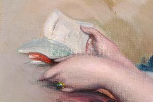 Innocent Ferenc (1859-1934): Múzsa. Olaj, karton (restaurált), jelzett, 36×45 cm