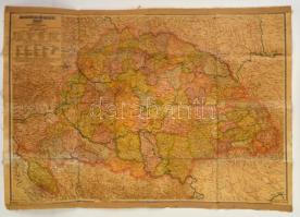 cca 1930 Magyarország közigazgatási térképe. vászonra kasírozva. 110x75 cm