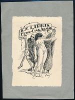 Fáy jelzéssel: Ex libris Fedor-Csák Aladár, erotikus ex libris terv, tus, papír, 14×10 cm