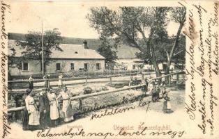 1903 Annavölgy, Vendéglő, étterem, patak korlát (EK)