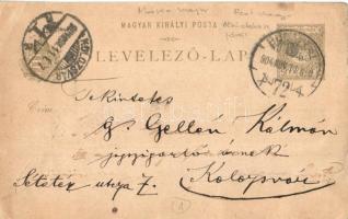 1904 Máriamajor (Pusztavacs), aratás cséplőgéppel a Gróf Gellén család birtokán. Levél írója Gellén ...