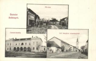 Balkány, Fő utca, Gencsi kastély, Református templom, utcakép, üzletek