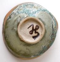 Gorka Lívia (1925-2011): Amorf tálka, mázas kerámia, jelzett, hibátlan, d: 11,5 cm, m: 5,5 cm