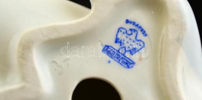 Aquincumi porcelán térdelő akt, kézzel festett, jelzett, hibátlan, m: 22,5 cm