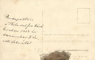 1913 Budapest I. Alagút utca, Philadelphia kávéház, italozó úri vendégek. photo