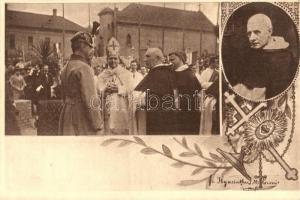 1912 Budapest XIV. Rózsafüzér királynéja domonkos templom építése, a rendfőnök (P. Cornier Jácint) megbízottja (P. Theissling Lajos) köszönetet mond József főhercegnek az alapkő megáldása után. Herbst műnyomása, floral