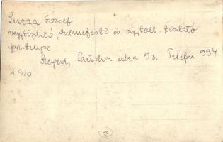 1910 Szeged, Lucza József vegyi ruhatisztító, kelmefestő és ágytoll-tisztító ipartelepe. Laudon utca...